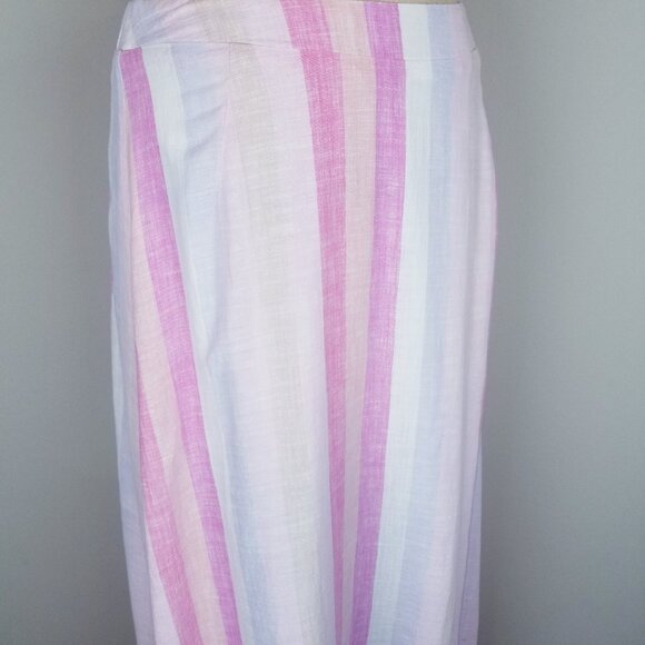 Splendid Pink Sunset Striped Linen A Line Maxi Skirt Ladies Size Medium - Picture 7 of 9